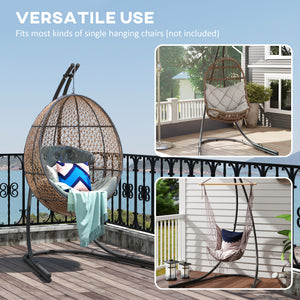 Hammock Chair Stand, Heavy Duty Steel Hammock Stand Only with Extra Large Base, Single Hanging Egg Chair Swing Frame for Indoor Outdoor, 330 LBS Capacity, Black