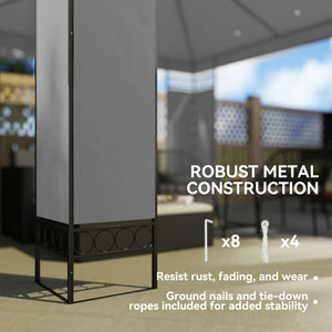 10 x 10 FT Canopy Gazebo, Double Roof Outdoor Gazebo with Screen Panels and Metal Frame, Patio Gazebo for Poolside, Garden, Deck, Backyard, Light Grey