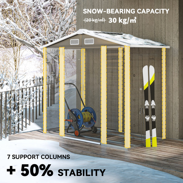 7 x 4ft Garden Shed, Easy to Assemble, Upgraded Galvanised Steel Frame with Foundation Kit, Double Doors with Lock, Outdoor Metal Shed with Vents and Gloves, Garden Storage Shed, Dark Grey