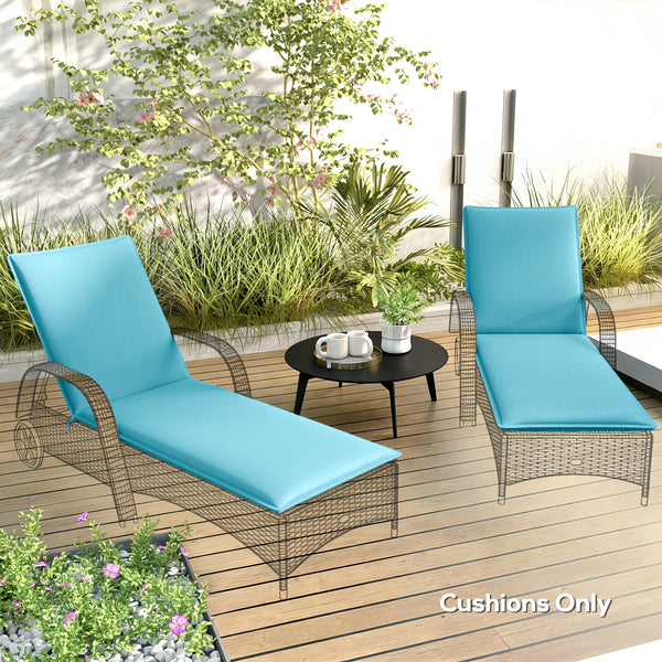 Outdoor Lounge Chair Cushion Set of 2, UPF50+ 200gsm Fabric and 25D High-Density Foam, Foldable Patio Chaise Lounge Cushion Set, Fade Resistant for Lawn Pool, 76" x 23", Light Blue
