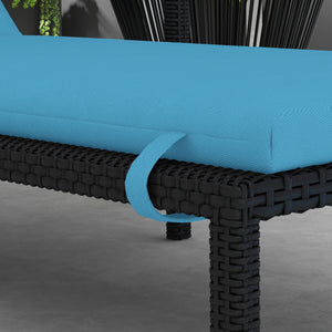 Outdoor Lounge Chair Cushion, Patio Chaise Lounge Cushion with Headrest and Ties, Water Resistant Replacement Sun Lounger Seat Pads, Turquoise