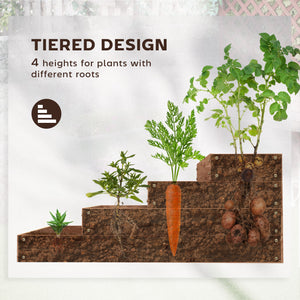 4-Tier Raised Garden Bed, Wooden Elevated Planter Box Kit with Liner, Raised Flower Bed for Vegetables, Flowers, Herbs, 45" x 45" x 18", Dark Brown