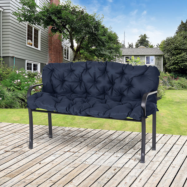 Porch Swing Cushion Garden Bench Cushion with Backrest, Non-Slip 3-Seater Thick Pad, Swing Chair Mat Replacement for Indoor and Outdoor, 59.1" x 38.6", Dark Blue