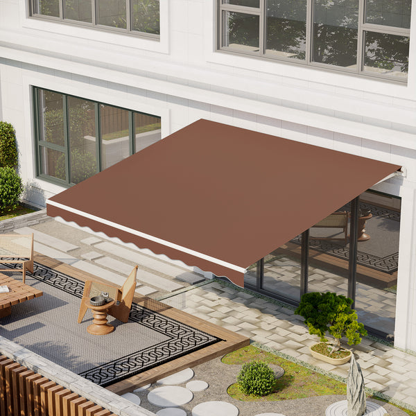 13' x 10' Electric Awning, Retractable Awning Sun Shade Shelter with Remote Controller, Manual Crank Handle and Aluminum Frame, for Deck, Balcony, Yard, Coffee