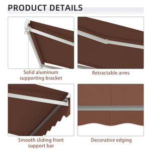13' x 10' Electric Awning, Retractable Awning Sun Shade Shelter with Remote Controller, Manual Crank Handle and Aluminum Frame, for Deck, Balcony, Yard, Coffee