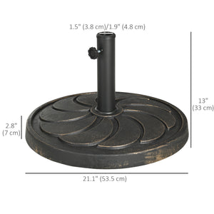 21" Round Resin Patio Umbrella Base, 40 lb Heavy Duty Market Umbrella Base Stand, Umbrella Holder for Outdoor, Garden, Backyard, Bronze