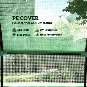 3 x 3 x 2m Polytunnel Greenhouse with Doors and Mesh Windows, Walk-in Grow House Tent with UV-resistant PE Cover and Steel Frame, Green