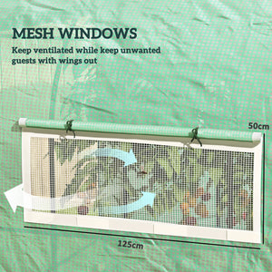 3 x 3 x 2m Polytunnel Greenhouse with Doors and Mesh Windows, Walk-in Grow House Tent with UV-resistant PE Cover and Steel Frame, Green