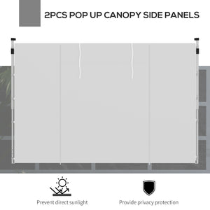 Gazebo Side Panels with Windows and Doors, for 3x3(m) or 3x6m Pop Up Gazebo, 2 Pack Sides Replacement, White