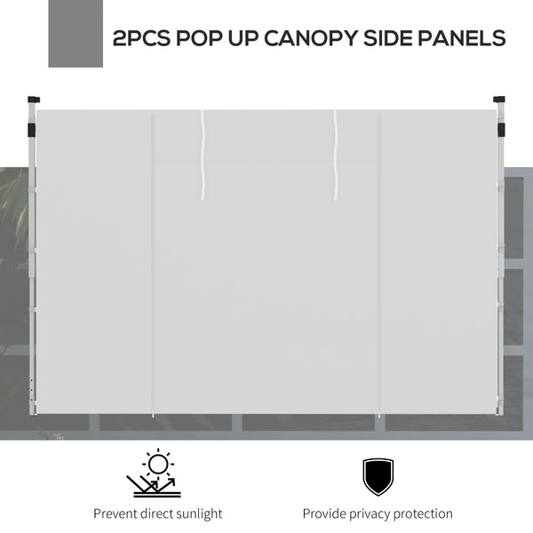 Gazebo Side Panels with Windows and Doors, for 3x3(m) or 3x6m Pop Up Gazebo, 2 Pack Sides Replacement, White