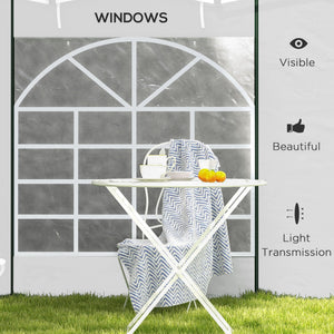 Gazebo Side Panels with Windows and Doors, for 3x3(m) or 3x6m Pop Up Gazebo, 2 Pack Sides Replacement, White
