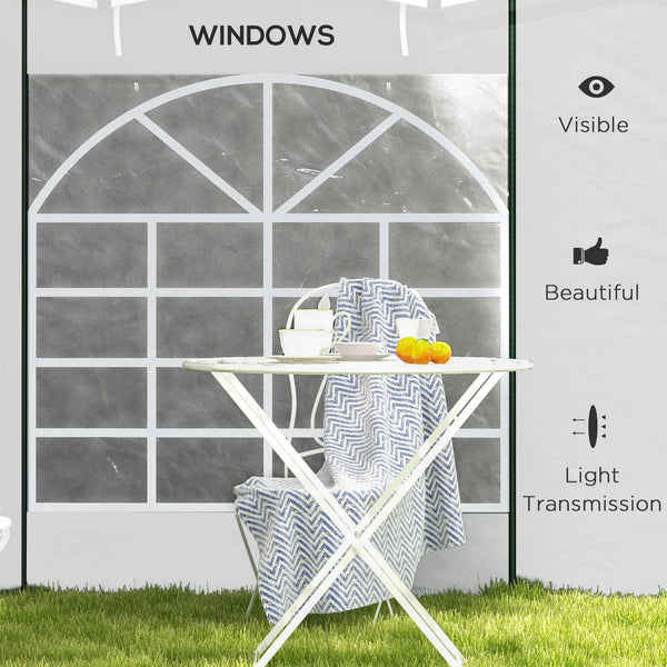 Gazebo Side Panels with Windows and Doors, for 3x3(m) or 3x6m Pop Up Gazebo, 2 Pack Sides Replacement, White
