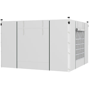 Gazebo Side Panels with Windows and Doors, for 3x3(m) or 3x6m Pop Up Gazebo, 2 Pack Sides Replacement, White