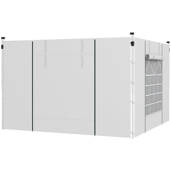 Gazebo Side Panels with Windows and Doors, for 3x3(m) or 3x6m Pop Up Gazebo, 2 Pack Sides Replacement, White