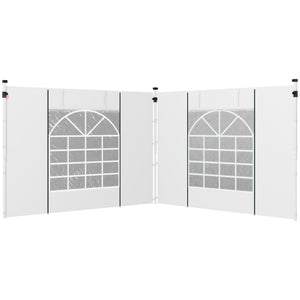 Gazebo Side Panels with Windows and Doors, for 3x3(m) or 3x6m Pop Up Gazebo, 2 Pack Sides Replacement, White