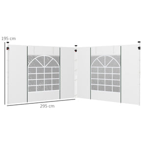 Gazebo Side Panels with Windows and Doors, for 3x3(m) or 3x6m Pop Up Gazebo, 2 Pack Sides Replacement, White