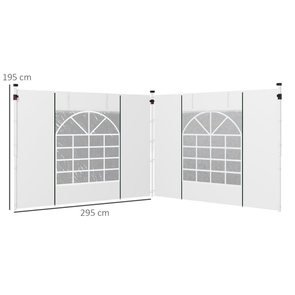 Gazebo Side Panels with Windows and Doors, for 3x3(m) or 3x6m Pop Up Gazebo, 2 Pack Sides Replacement, White