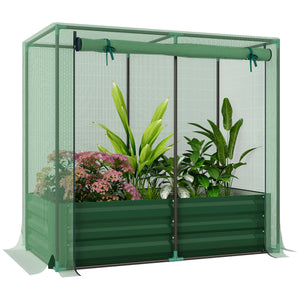 4.1 x 2.1ft Galvanized Raised Garden Bed with Cover, Metal Planter Box with Crop Cage Plant Protection Net and Shade Cloth, for Vegetables, Flowers, Herbs, Green