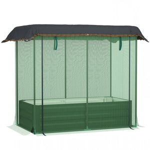 4.1 x 2.1ft Galvanized Raised Garden Bed with Cover, Metal Planter Box with Crop Cage Plant Protection Net and Shade Cloth, for Vegetables, Flowers, Herbs, Green
