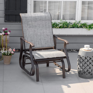 Outdoor Glider Chair, Patio Glider with Steel Frame and Mesh Fabric, Garden Chair for Backyard, Garden, and Porch, Grey
