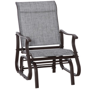 Outdoor Glider Chair, Patio Glider with Steel Frame and Mesh Fabric, Garden Chair for Backyard, Garden, and Porch, Grey