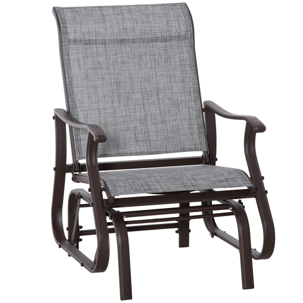 Outdoor Glider Chair, Patio Glider with Steel Frame and Mesh Fabric, Garden Chair for Backyard, Garden, and Porch, Grey