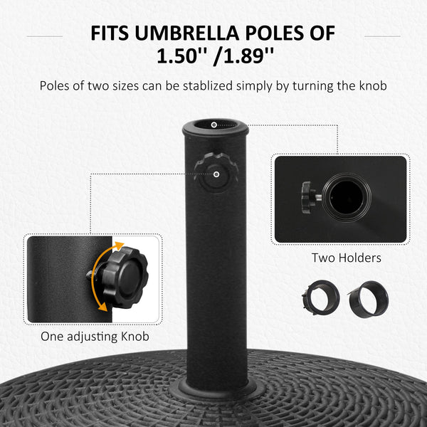 20.5" Round Resin Patio Umbrella Base, 50 lbs Garden Parasol Holder Outdoor Offset Weight Stand with Braked Wheels, Black