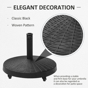 20.5" Round Resin Patio Umbrella Base, 50 lbs Garden Parasol Holder Outdoor Offset Weight Stand with Braked Wheels, Black
