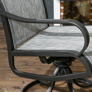 2-Piece Swivel Patio Dining Chairs, 360° Swivel Rocking Outdoor Chairs with Curved Armrests, Breathable Mesh Seat & S Shape Backrest for Yard, Lawn, Porch, Dark Grey