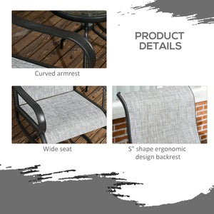 2-Piece Swivel Patio Dining Chairs, 360° Swivel Rocking Outdoor Chairs with Curved Armrests, Breathable Mesh Seat & S Shape Backrest for Yard, Lawn, Porch, Dark Grey