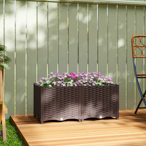 Plastic Raised Garden Bed with Legs, Self Watering Elevated Planter Boxes with Drainage Holes and Plugs, Easy Assembly Outdoor Planter Box for Vegetables, Flowers, Herbs, 80 x 40 x 37 cm