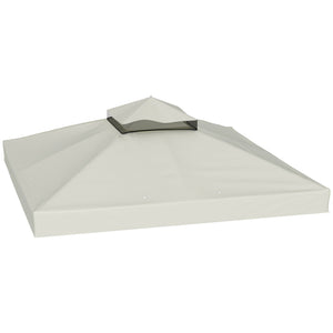 10' x 10' Gazebo Replacement Canopy Cover, 2-Tier Outdoor Gazebo Roof Replacement with Drain Holes, Water Resistant Plastic Coating, 370g/㎡, UPF30+, TOP COVER ONLY, Light Grey