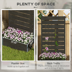 Garden Planter with Trellis for Climbing Plants, Vines, Flowers, Freestanding Raised Bed for Garden, Outdoor, Patio, Planter Box with Drainage Gap, 72x38x150cm, Black