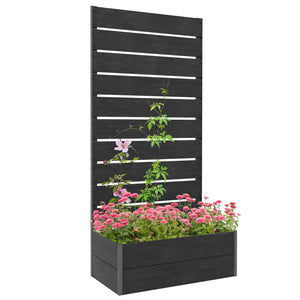 Garden Planter with Trellis for Climbing Plants, Vines, Flowers, Freestanding Raised Bed for Garden, Outdoor, Patio, Planter Box with Drainage Gap, 72x38x150cm, Black