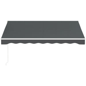 10' x 8' Electric Awning, Retractable Awning Sun Shade Shelter with Remote Controller, Manual Crank Handle and Aluminum Frame, for Deck, Balcony, Yard, Grey