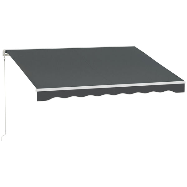 10' x 8' Electric Awning, Retractable Awning Sun Shade Shelter with Remote Controller, Manual Crank Handle and Aluminum Frame, for Deck, Balcony, Yard, Grey