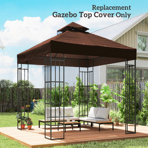 10' x 10' Gazebo Replacement Canopy Cover, 2-Tier Outdoor Gazebo Roof Replacement with Drain Holes, Water Resistant PVC Coating, 370g/㎡, UPF30+, TOP COVER ONLY, Coffee