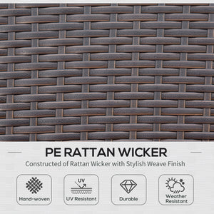 4 Piece PE Rattan Patio Furniture Set, Outdoor Wicker Sofa Set Conversation Furniture w/ Two-Tier Table, Loveseat, 2 Swivel Rocking Chairs and Cushions, Red