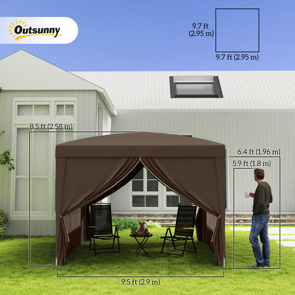 10'x10' Outdoor Pop Up Party Tent Gazebo Canopy with Carrying Bag (Coffee)