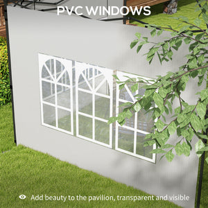 Gazebo Side Panels with Window for 3x3(m) or 3x6m Gazebo Canopy, 2 Pack Sides Replacement, White