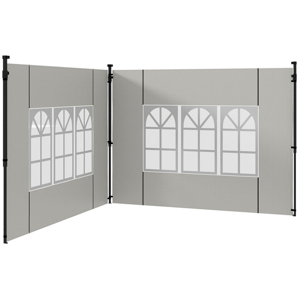 Gazebo Side Panels with Window for 3x3(m) or 3x6m Gazebo Canopy, 2 Pack Sides Replacement, White