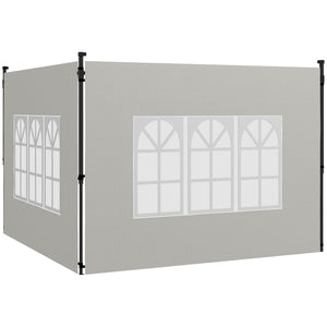 Gazebo Side Panels with Window for 3x3(m) or 3x6m Gazebo Canopy, 2 Pack Sides Replacement, White