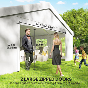 20' x 40' Heavy Duty Party Tent and Carport, Galvanized Outdoor Canopy Tent Event Tent with 12 Removable Window Sidewalls for Parties, Wedding, Events, BBQ, White