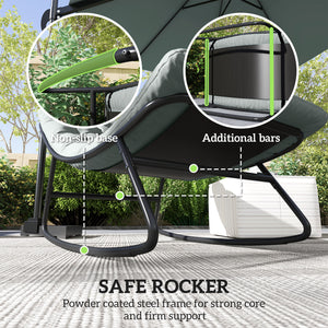 Outdoor Rocking Chair with Cushion, Patio Rocking Chair with Mesh Deep Seat, Steel Frame Rocking Outdoor Patio Chair for Indoor, Porch, Garden, Dark Grey