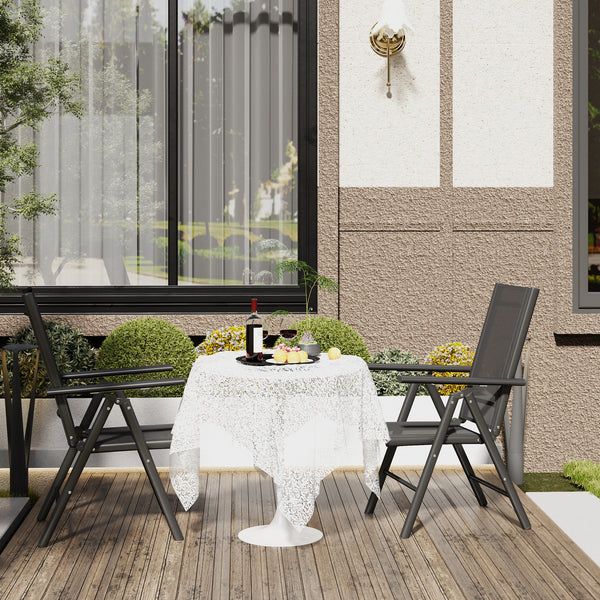 Set of 2 Folding Chair, Aluminium Frame Outdoor Camping Chairs with Breathable Mesh Back and Seat, Garden Chair Set with Armrests for Balcony, Black