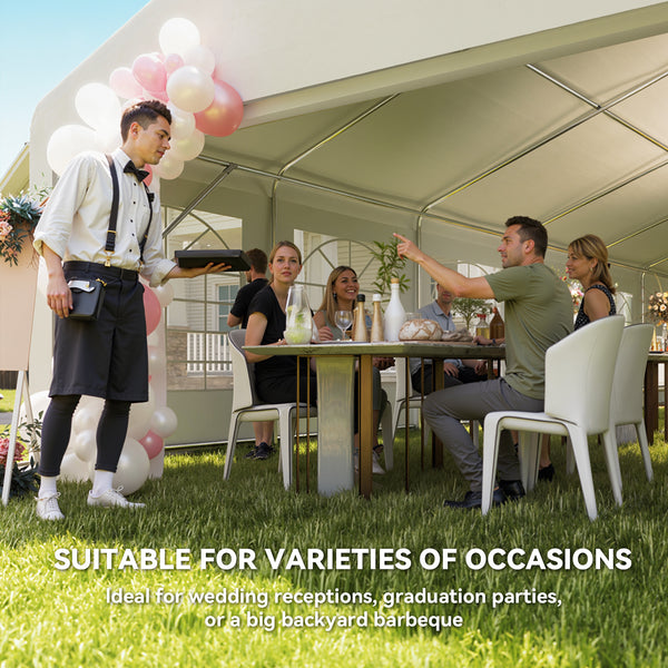 23 x 39 ft Heavy Duty Party Tent Outdoor Gazebo Wedding Tent Event Shelter Carport BBQ with Removable Sidewalls & Windows, Outside Waterproof Canopy for Parties, White