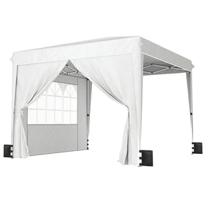 10 x 10 ft Pop Up Canopy Tent with Sidewalls, UPF50+ Outdoor Portable Instant Canopy Shelter with Carry Bag, Sandbags, Adjustable Height for  Parties, Events, Camping, White
