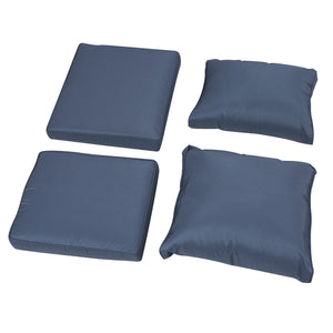 Rattan Garden Sofa Set With 3 Seater Sofa, 2 Reclining Single Sofa, Coffee Table, Footstool, Space-saving Outdoor Patio Wicker Furniture Set - Blue