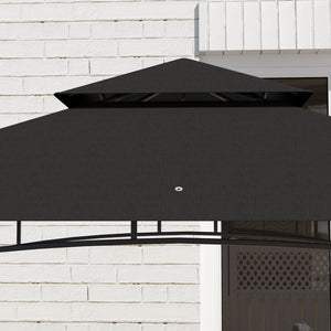 8' x 5' Grill Gazebo Canopy, Double Tiered Outdoor BBQ Gazebo Shelter with 2 Side Shelves, Storage Baskets, Hook for Garden, Patio, Barbecue, Picnic, Dark Grey