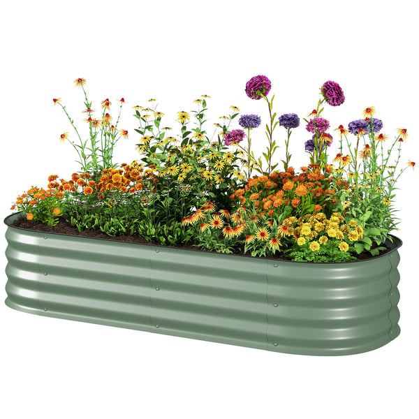 5' x 2' x 1' Galvanized Raised Garden Bed Kit, Outdoor Metal Elevated Planter Box with Safety Edging, Easy DIY Stock Tank for Growing Flowers, Herbs & Vegetables, Green